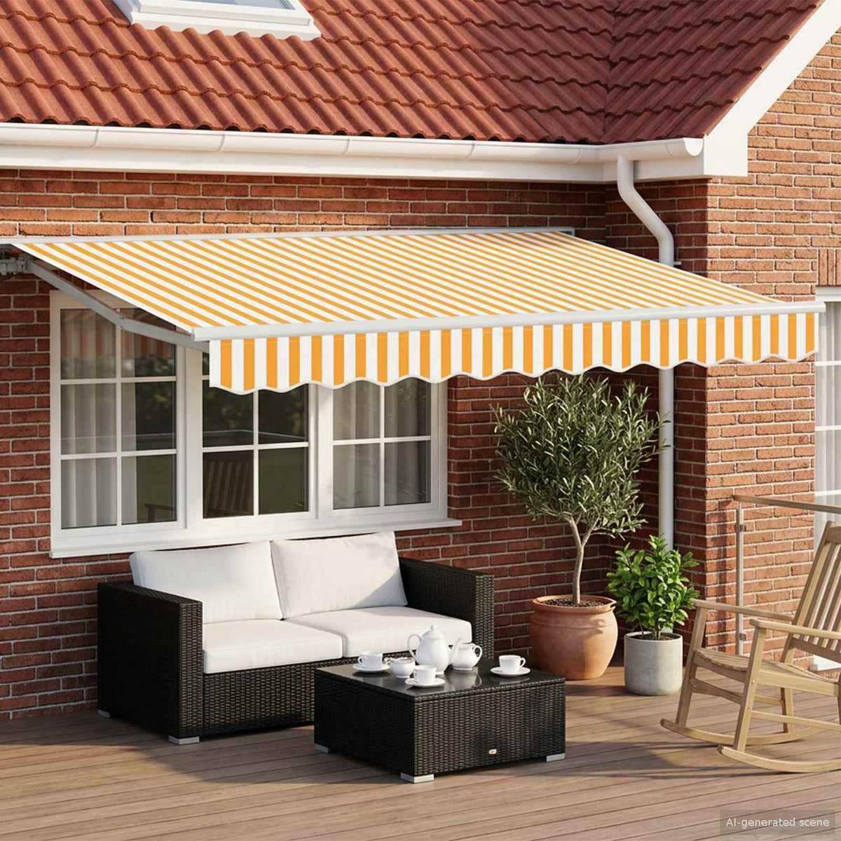 vidaXL Manual Awning Frame with LEDs Yellow and White 3 x 2 m 1