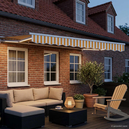 vidaXL Manual Awning Frame with LEDs Yellow and White 3 x 2 m 3