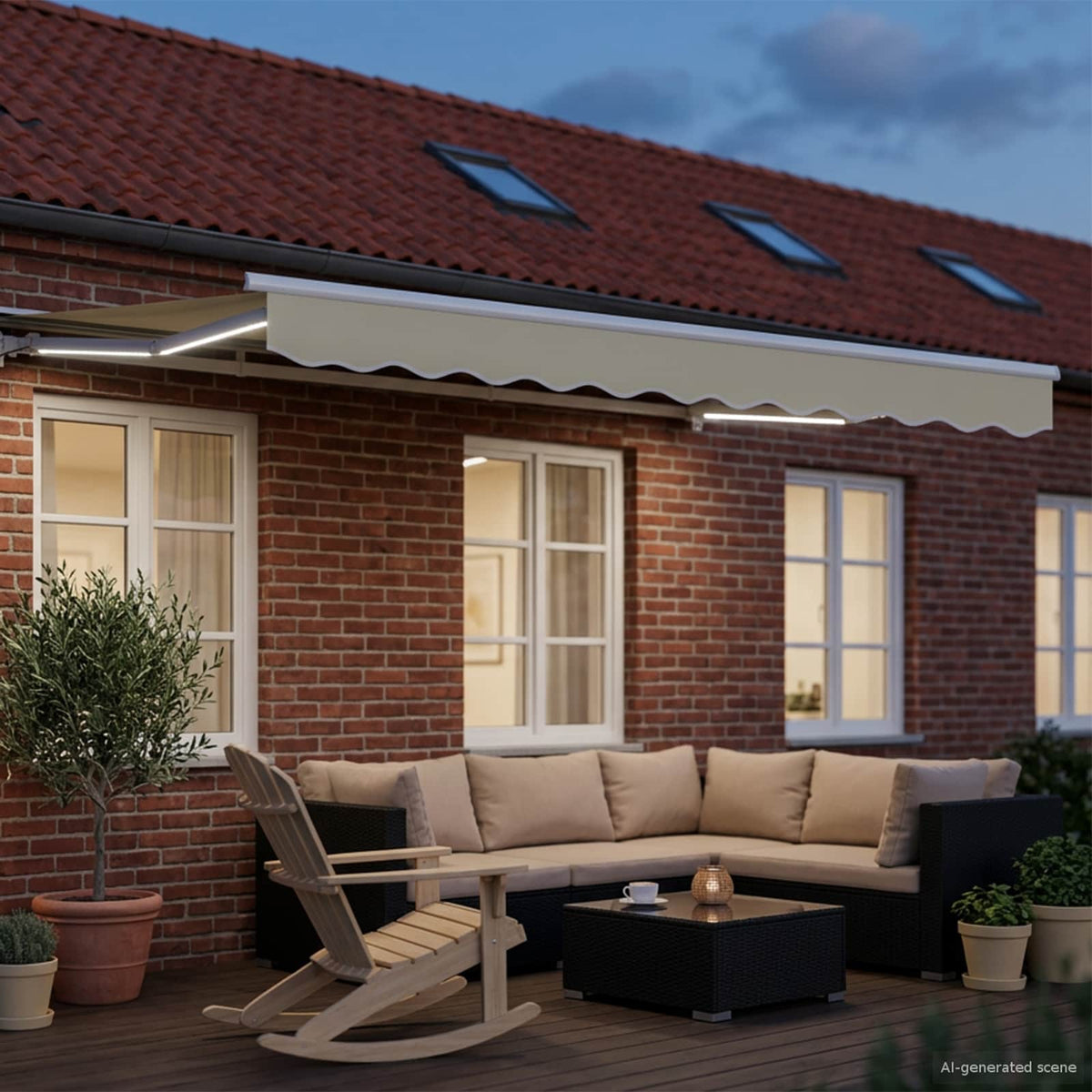 vidaXL Manual Awning Frame with LEDs Cream and White 3.5 x 2 m 3