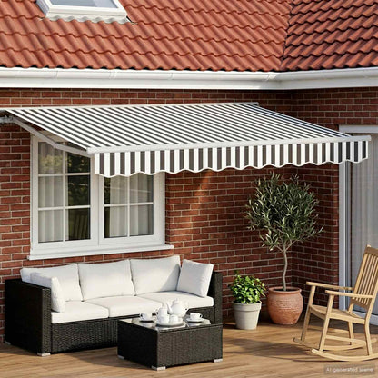 vidaXL Manual Awning Frame with LEDs Anthracite and White 3.5 x 2 m 1