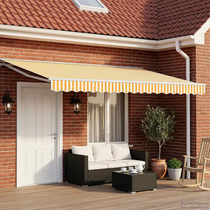 vidaXL Manual Awning Frame with LEDs Yellow and White 4 x 2 m 1