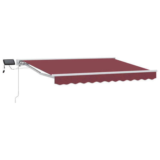 vidaXL Manual Awning Frame with LEDs Burgundy and White 3 x 2.5 m 2