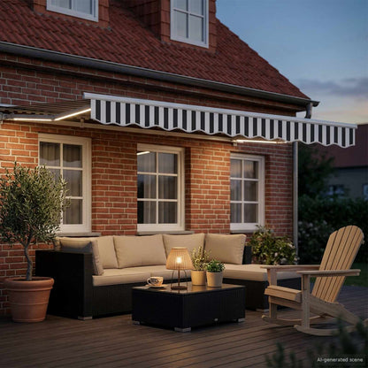 vidaXL Manual Awning Frame with LEDs Anthracite and White 3 x 2.5 m 3