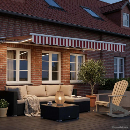 vidaXL Manual Awning Frame with LEDs Red and White 3 x 2.5 m 3