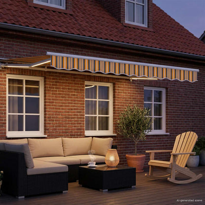 vidaXL Manual Awning Frame with LEDs Yellow, Grey and White 3 x 2.5 m 3