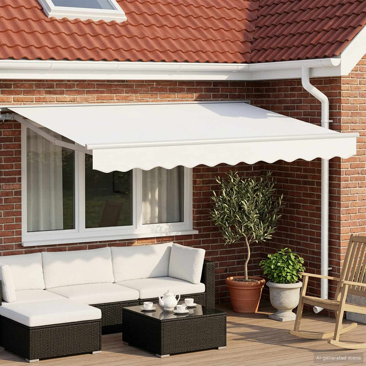 vidaXL Manual Awning Frame with LEDs White 3 x 2.5 m 1