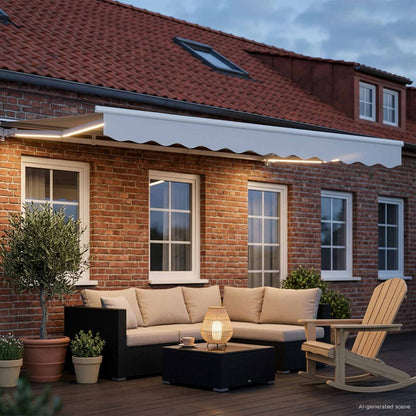 vidaXL Manual Awning Frame with LEDs White 3 x 2.5 m 3