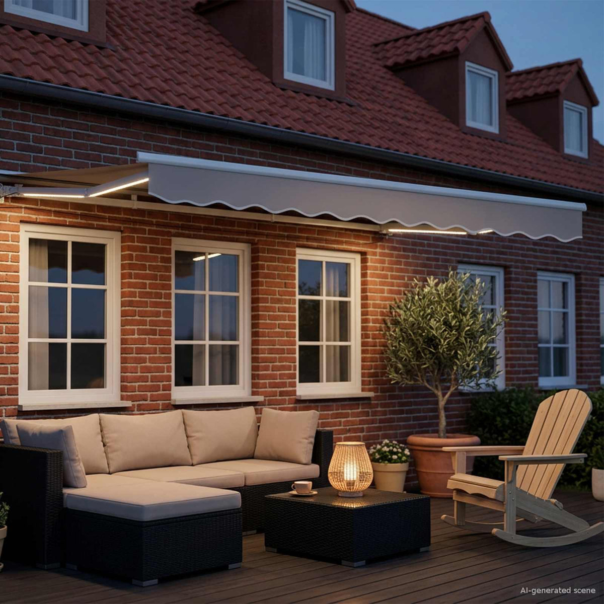 vidaXL Manual Awning Frame with LEDs Light Grey and White 3 x 2.5 m 3