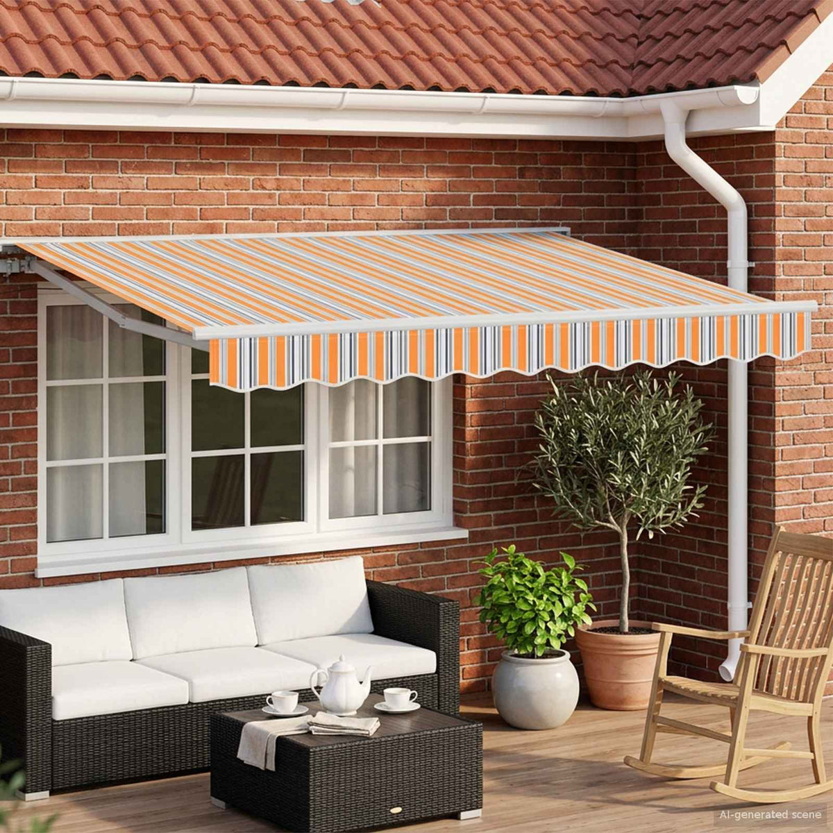 vidaXL Manual Awning Frame with LEDs 3.5 x 2.5 m 1