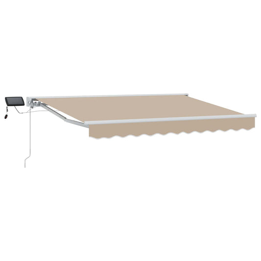 vidaXL Manual Awning Frame with LEDs Beige and White 3.5 x 2.5 m 2