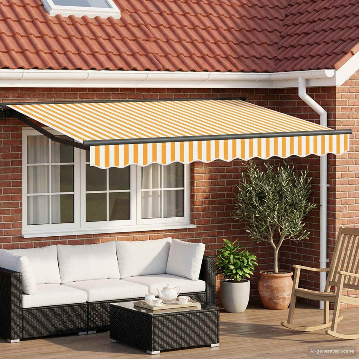 vidaXL Manual Awning Frame with LEDs 3 x 2 m Polyester with PU coating 1