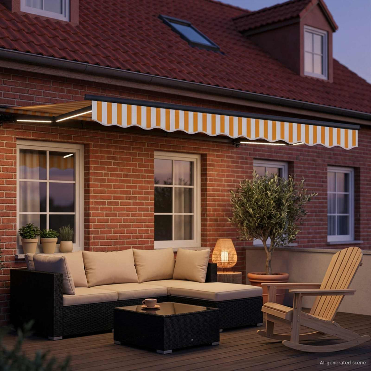 vidaXL Manual Awning Frame with LEDs 3 x 2 m Polyester with PU coating 3
