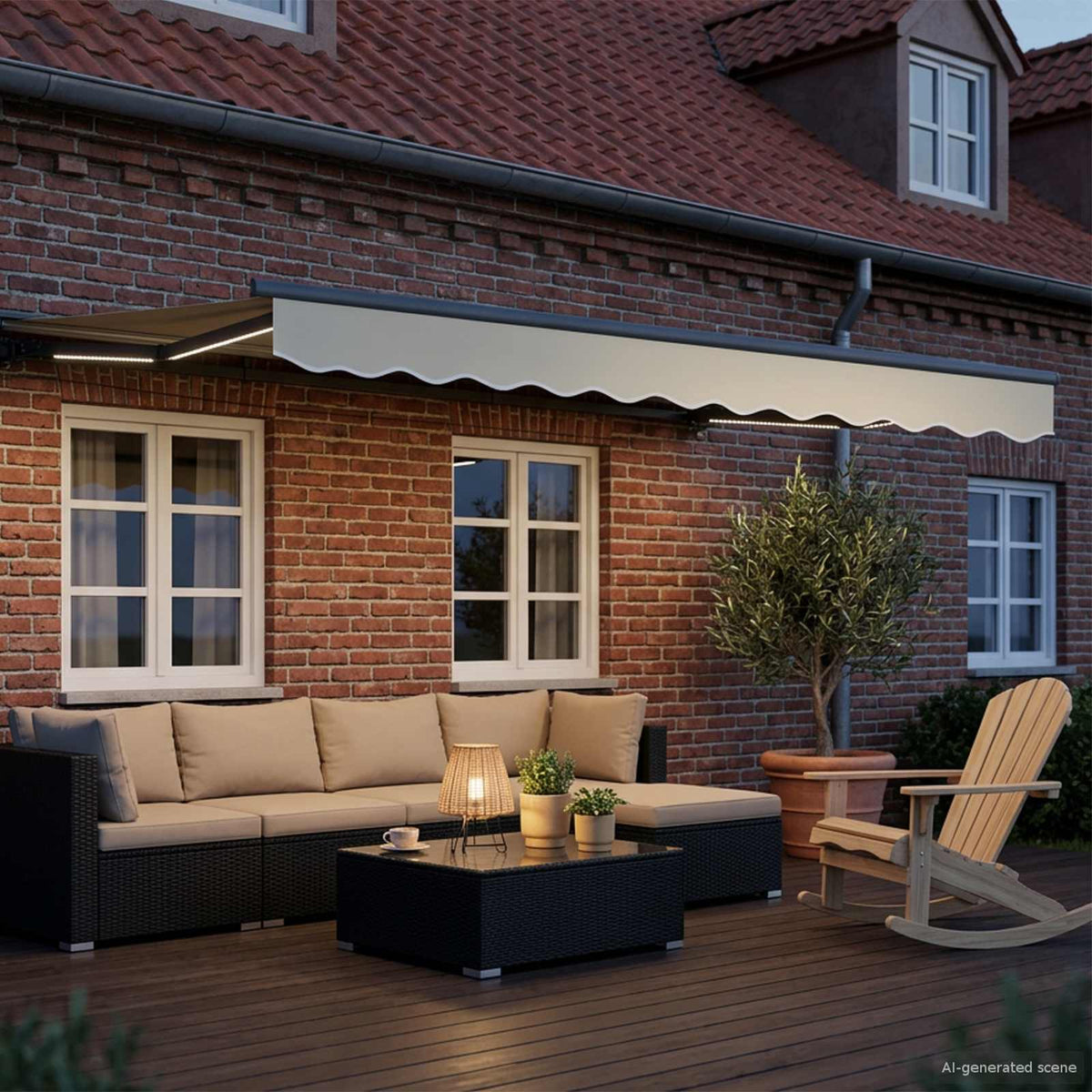 vidaXL Manual Awning Frame with LEDs Cream and Anthracite 3.5 x 2 m 3
