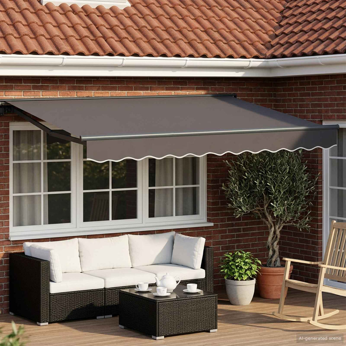 vidaXL Manual Awning Frame with LEDs Anthracite 3.5 x 2 m 1