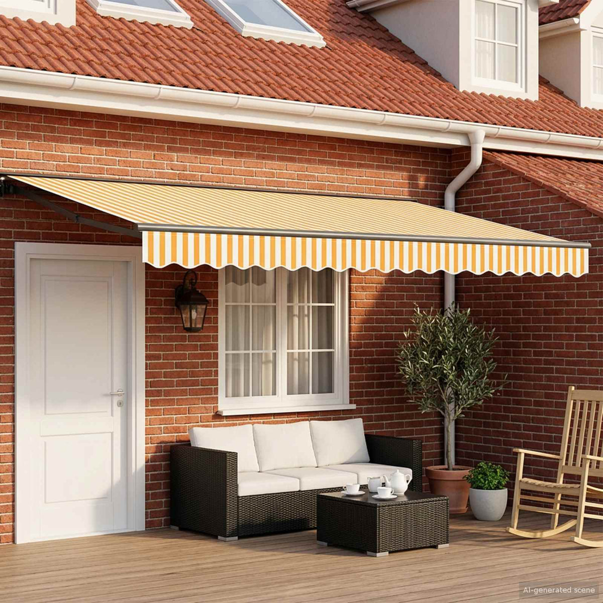 vidaXL Manual Awning Frame with LEDs 4 x 2 m Polyester with PU coating 3