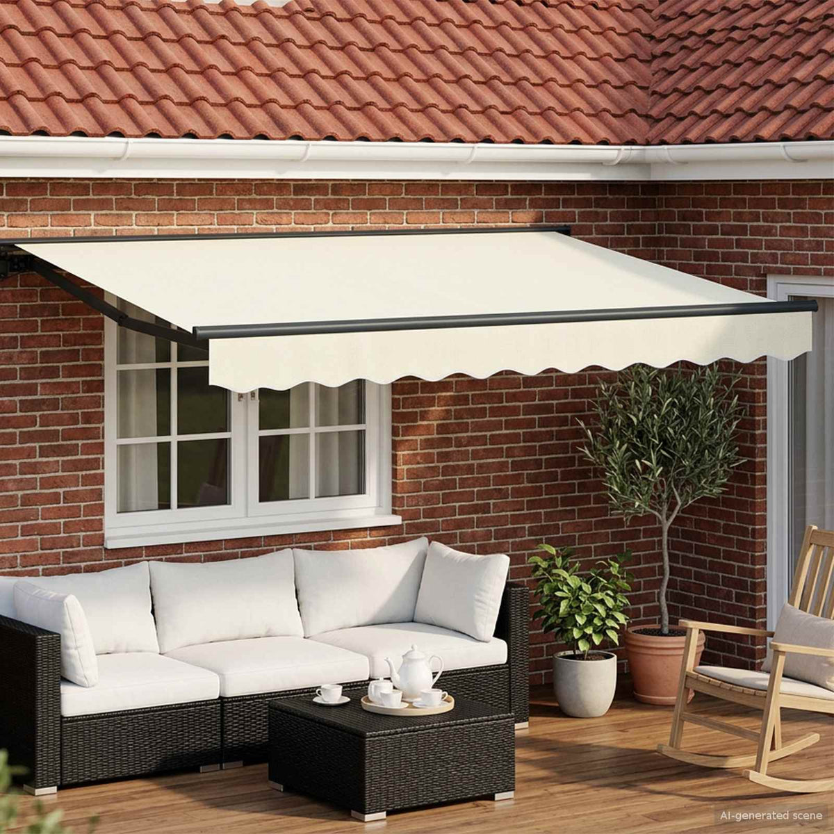 vidaXL Manual Awning Frame with LEDs Cream and Anthracite 3 x 2.5 m 1