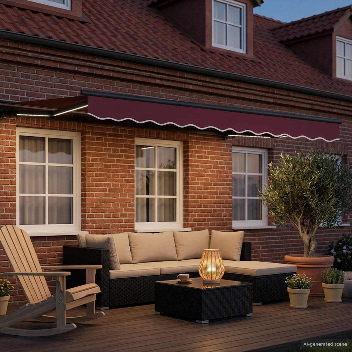 vidaXL Manual Awning Frame with LEDs Burgundy and Anthracite 3 x 2.5 m 3