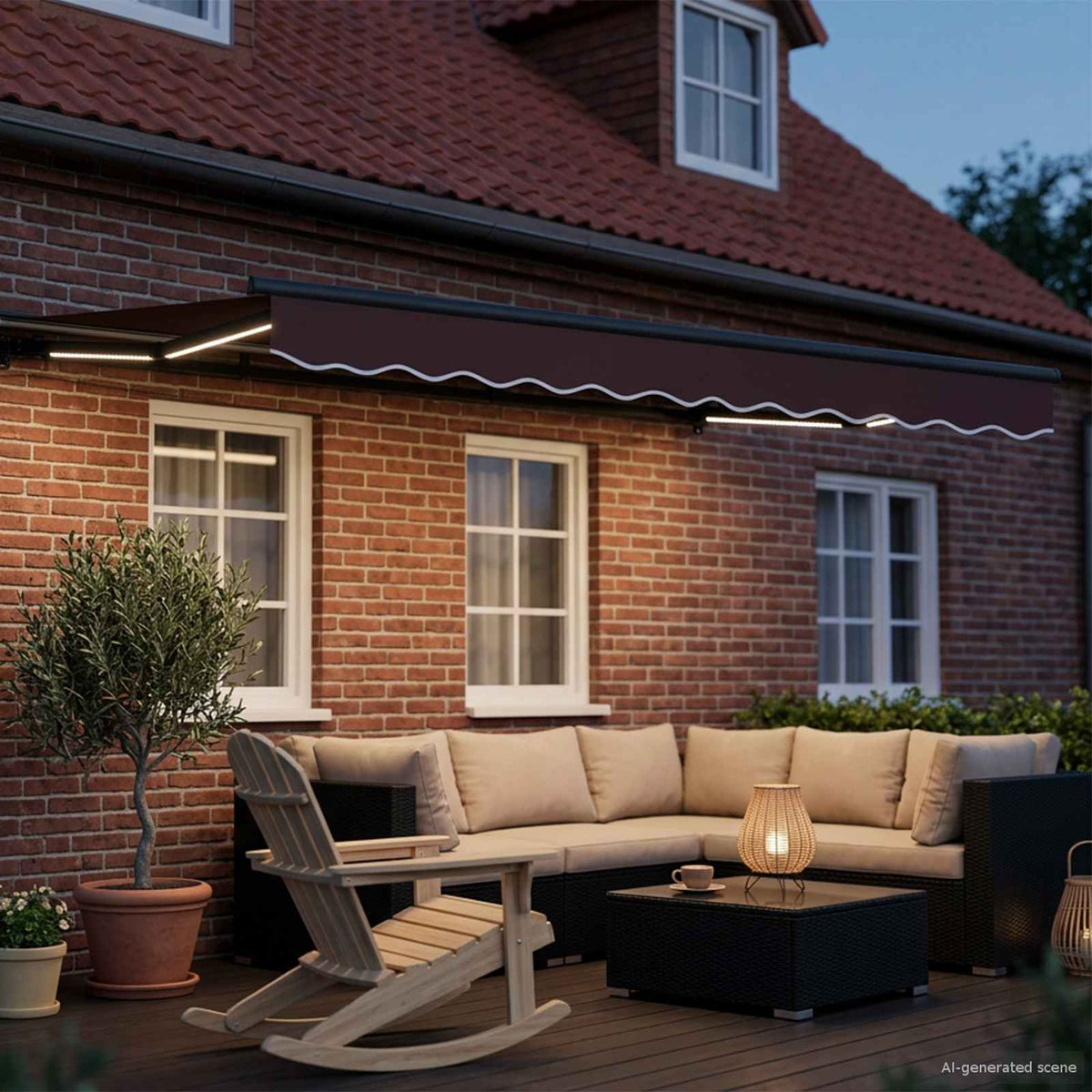 vidaXL Manual Awning Frame with LEDs Brown and Anthracite 3 x 2.5 m 3