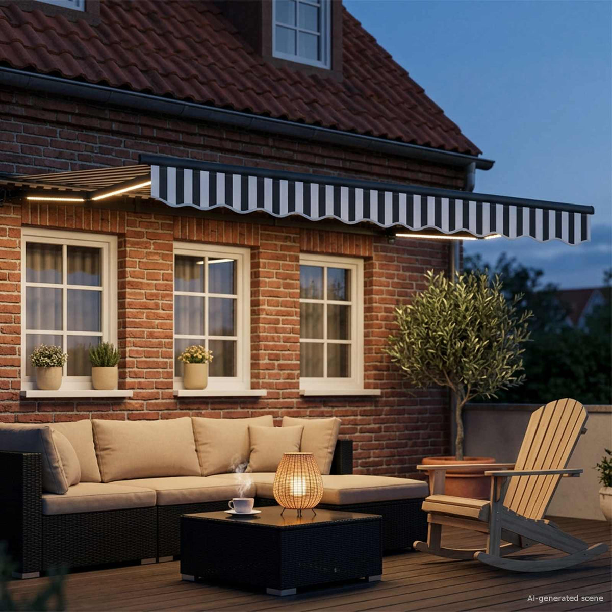 vidaXL Manual Awning Frame with LEDs Anthracite and White 3 x 2.5 m 3
