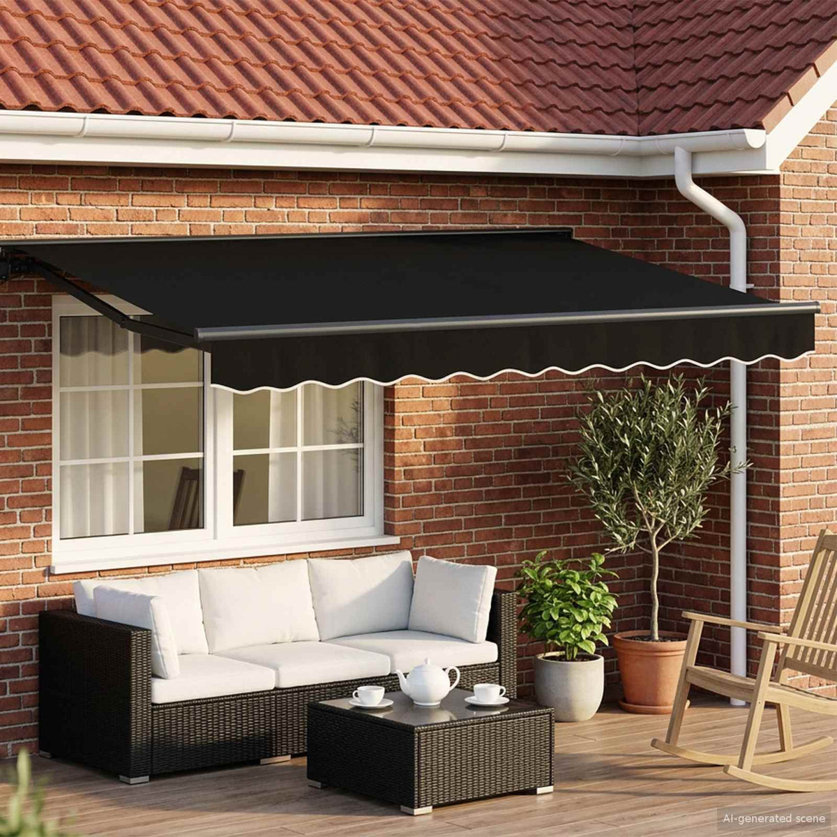 vidaXL Manual Awning Frame with LEDs Black and Anthracite 3 x 2.5 m 1
