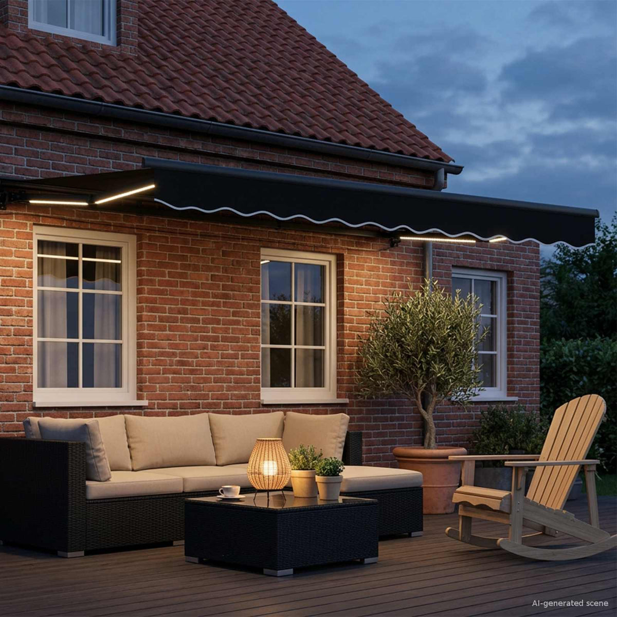 vidaXL Manual Awning Frame with LEDs Black and Anthracite 3 x 2.5 m 3