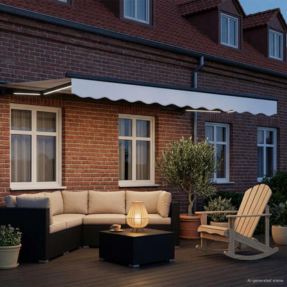 vidaXL Manual Awning Frame with LEDs White and Anthracite 3 x 2.5 m 3