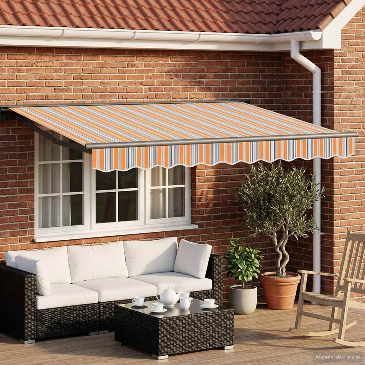 vidaXL Manual Awning Frame with LEDs 3.5 x 2.5 m 1
