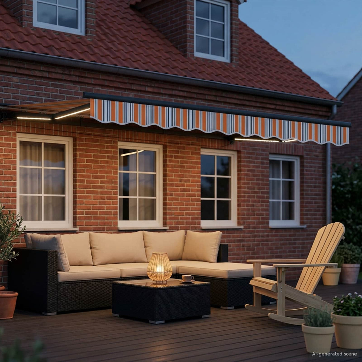 vidaXL Manual Awning Frame with LEDs 3.5 x 2.5 m 3