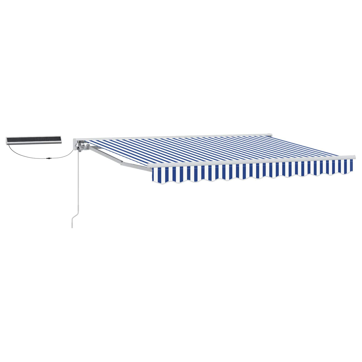 Solar Electric Awning 3.5 x 2.5 m 100% Polyester White Blue and white