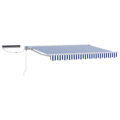 Solar Electric Awning 3.5 x 2.5 m 100% Polyester White Blue and white