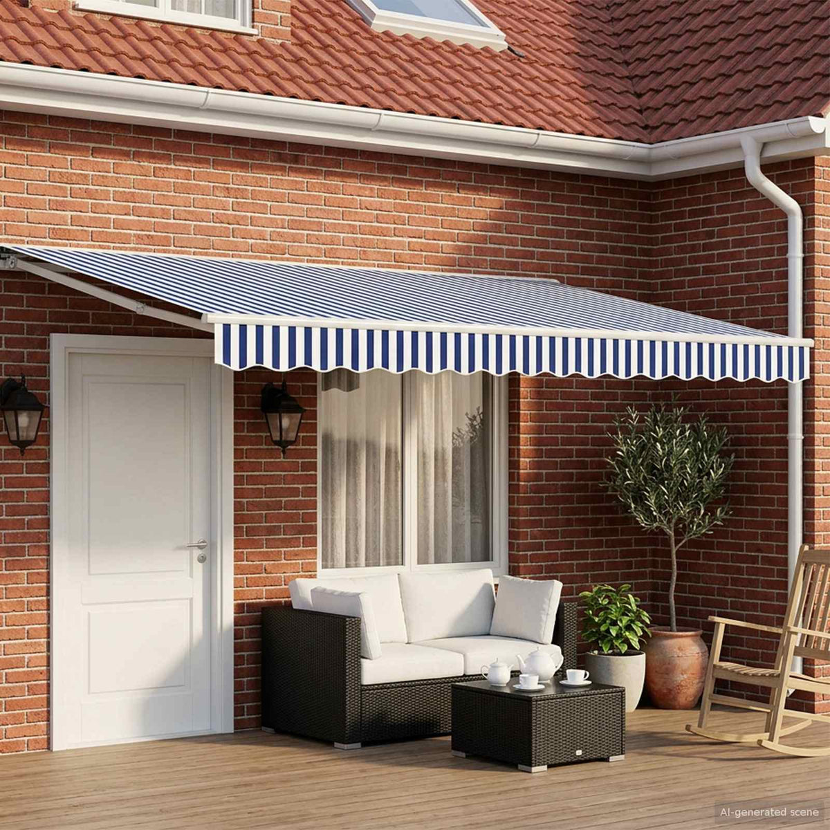 Awning White Blue