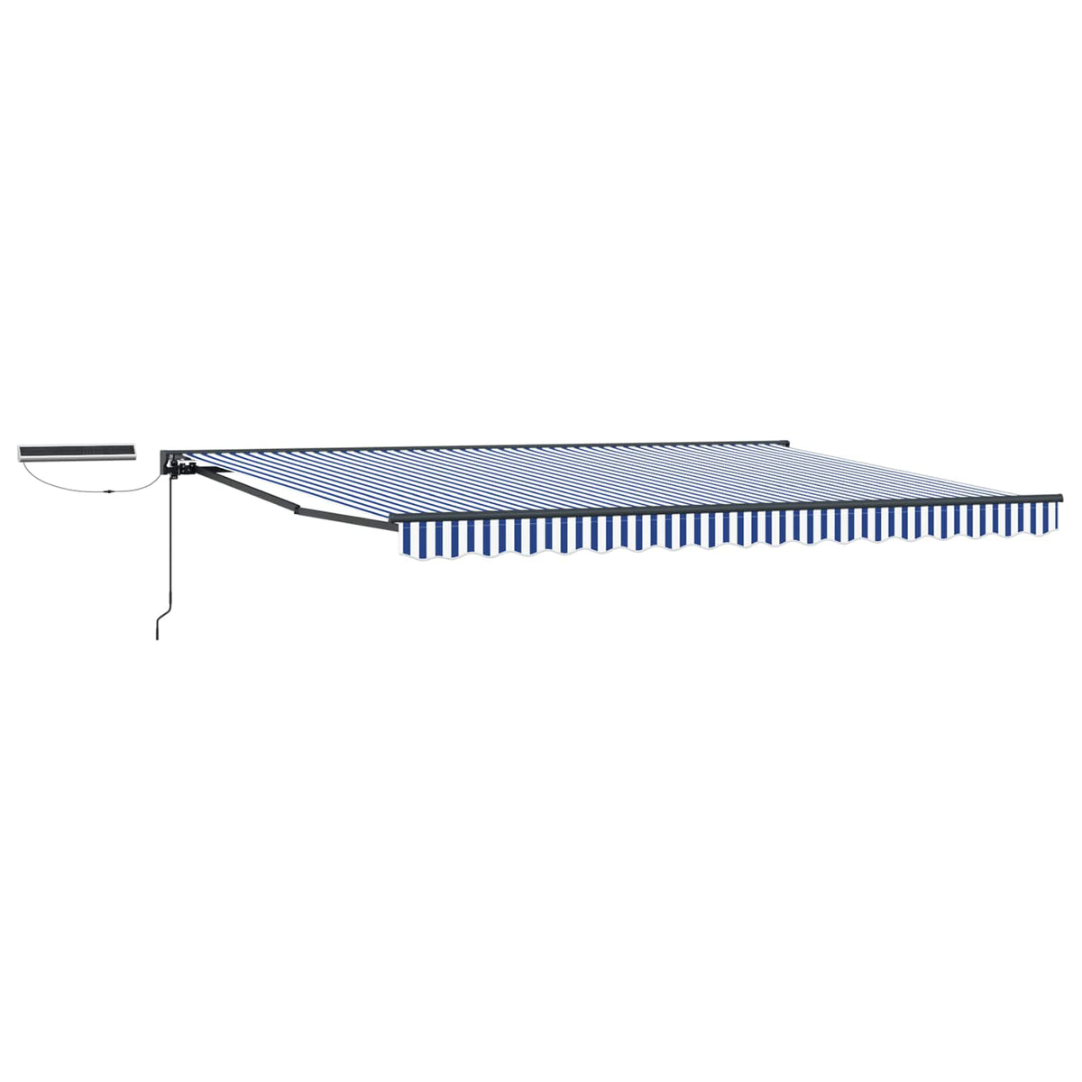 Solar Electric Awning 5 x 3.5 m 100% Polyester Anthracite Blue and white
