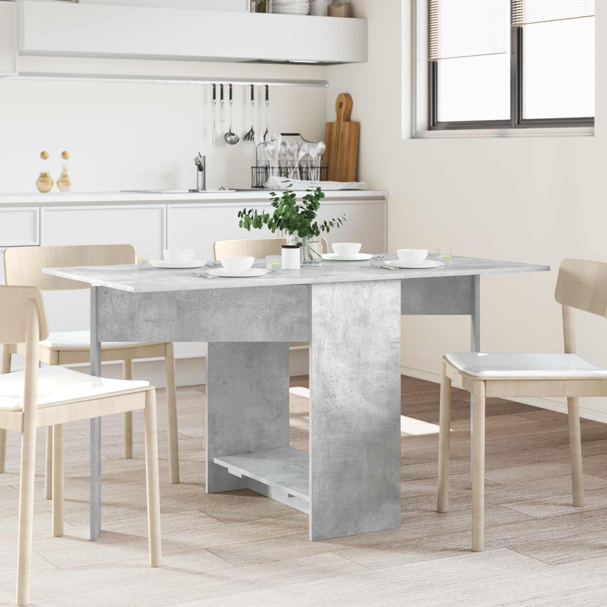 Dinning Table 138 x 70 x 73.5 cm Engineered Wood Concrete grey