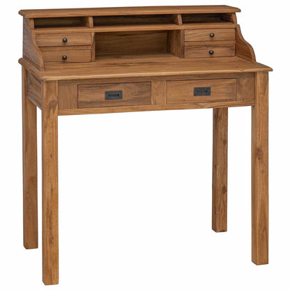 vidaXL Writing Desk Natural 89.5 x 49.5 x 100 cm Solid Teak Wood 1