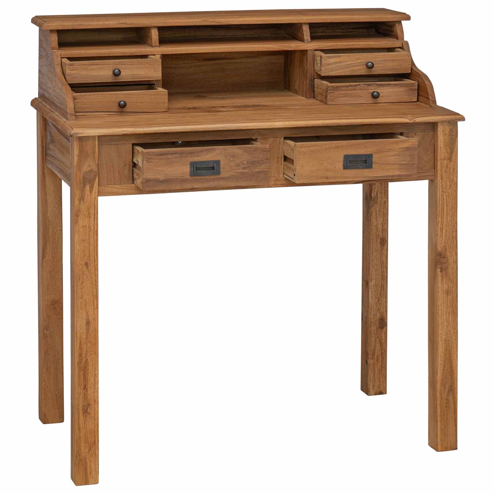 vidaXL Writing Desk Natural 89.5 x 49.5 x 100 cm Solid Teak Wood 2
