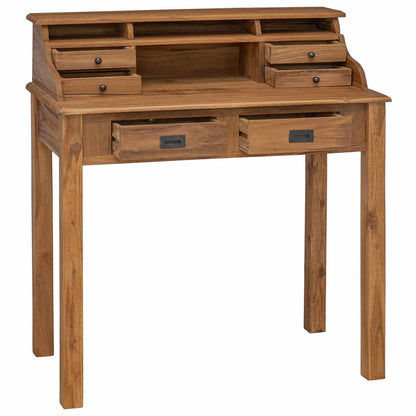 vidaXL Writing Desk Natural 89.5 x 49.5 x 100 cm Solid Teak Wood 2