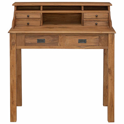 vidaXL Writing Desk Natural 89.5 x 49.5 x 100 cm Solid Teak Wood 3