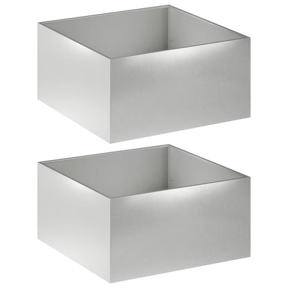 vidaXL Garden Planter 2 pcs Silver 100 x 100 x 40 cm Stainless Steel 2