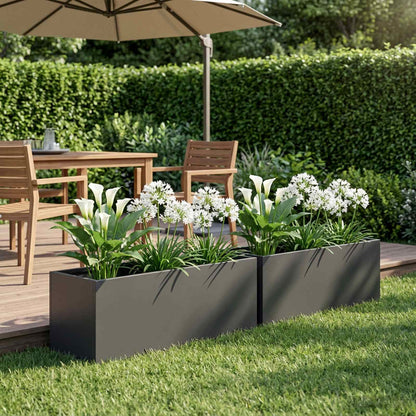 Garden Planter Cold-rolled Steel 2 pcs Black Depth 20 cm 60 cm 20 cm
