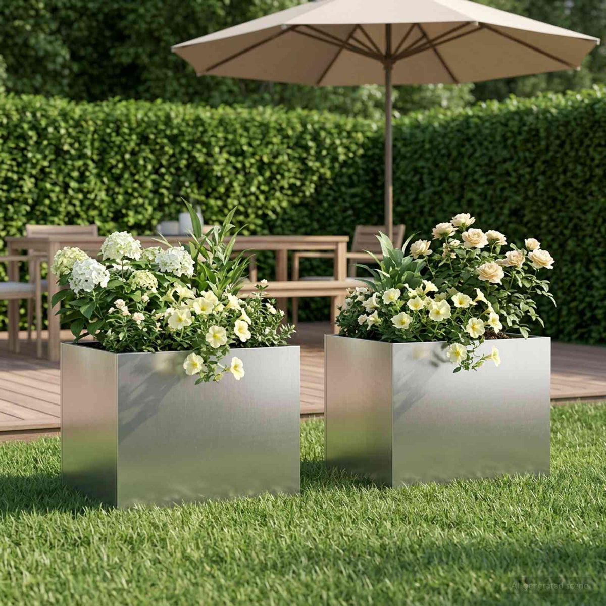 Garden Planter Silver 2 pcs Stainless Steel Depth 30 cm 40 cm 30 cm