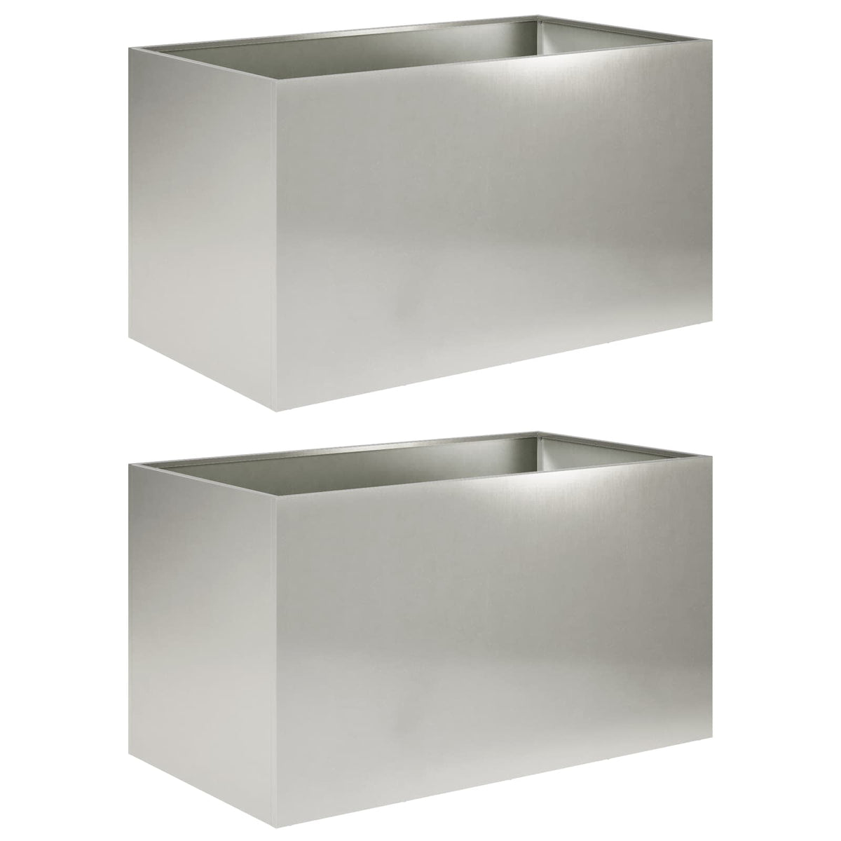 Garden Planter Silver 2 pcs Stainless Steel Depth 50 cm 100 cm 50 cm