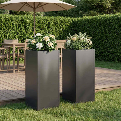 Garden Planter Cold-rolled Steel 2 pcs Black Depth 20 cm 20 cm 50 cm