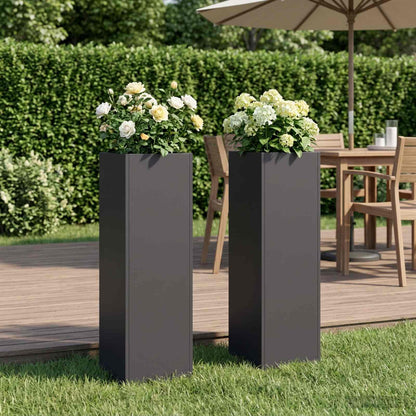Garden Planter Cold-rolled Steel 2 pcs Black Depth 20 cm 20 cm 75 cm