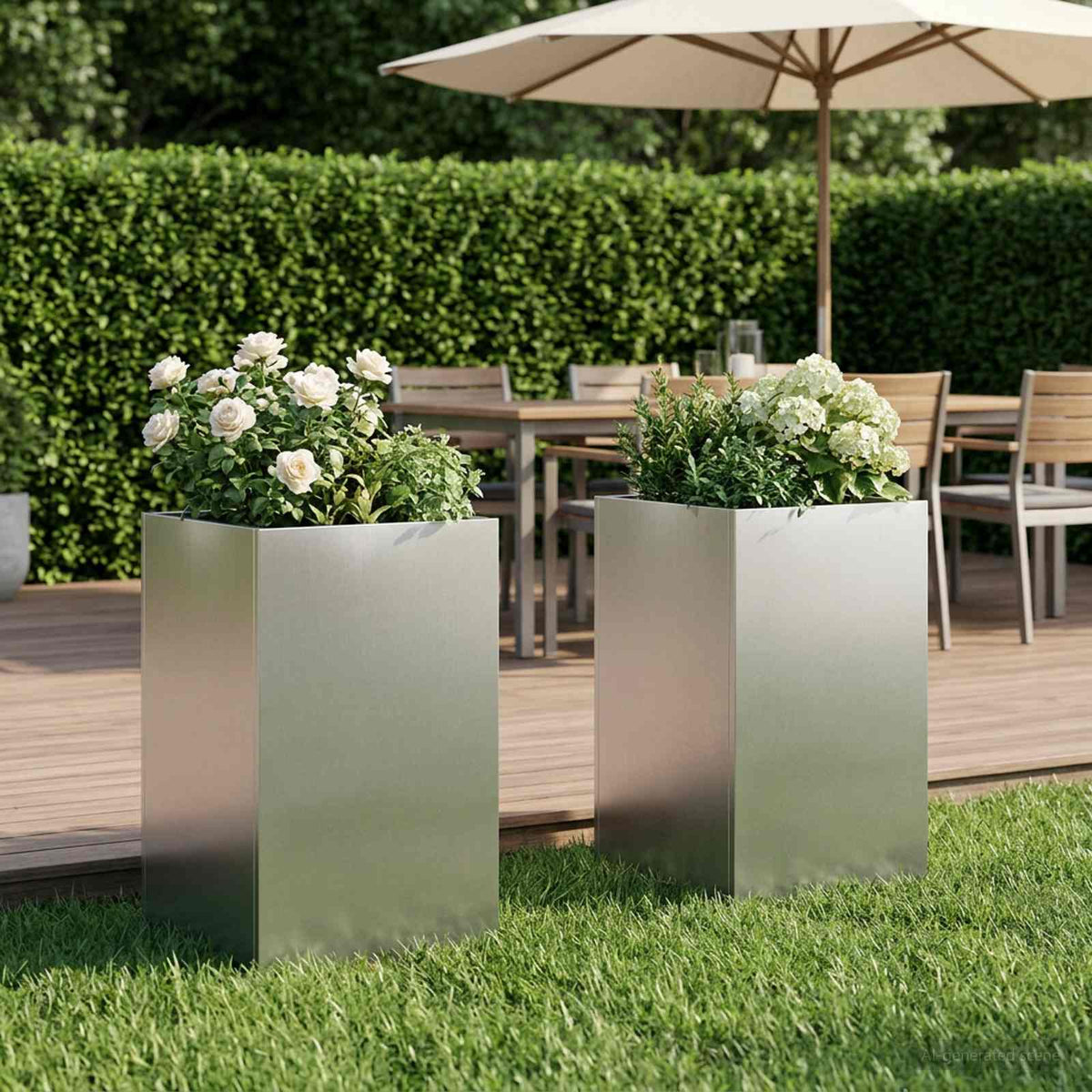 Garden Planter Silver 2 pcs Stainless Steel Depth 30 cm 30 cm 40 cm