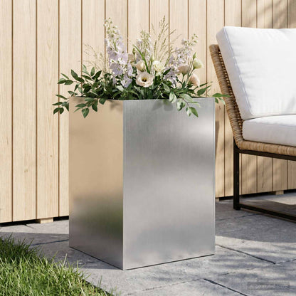 Garden Planter Silver Stainless Steel Height 75 cm 50 cm 50 cm