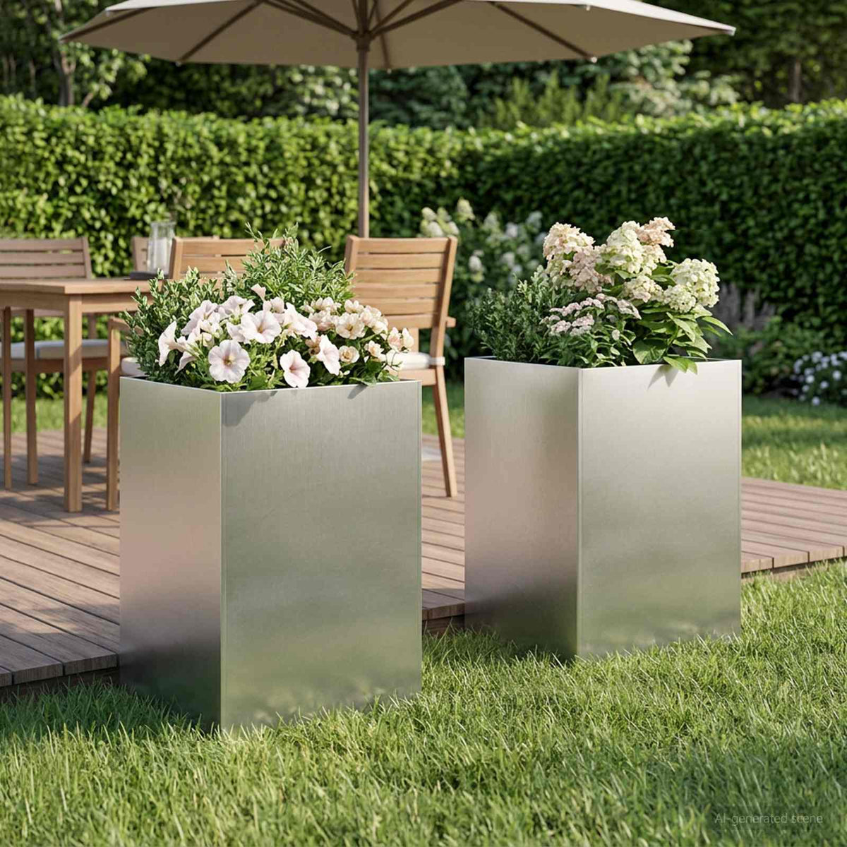 Garden Planter Silver 2 pcs Stainless Steel Depth 50 cm 50 cm 75 cm