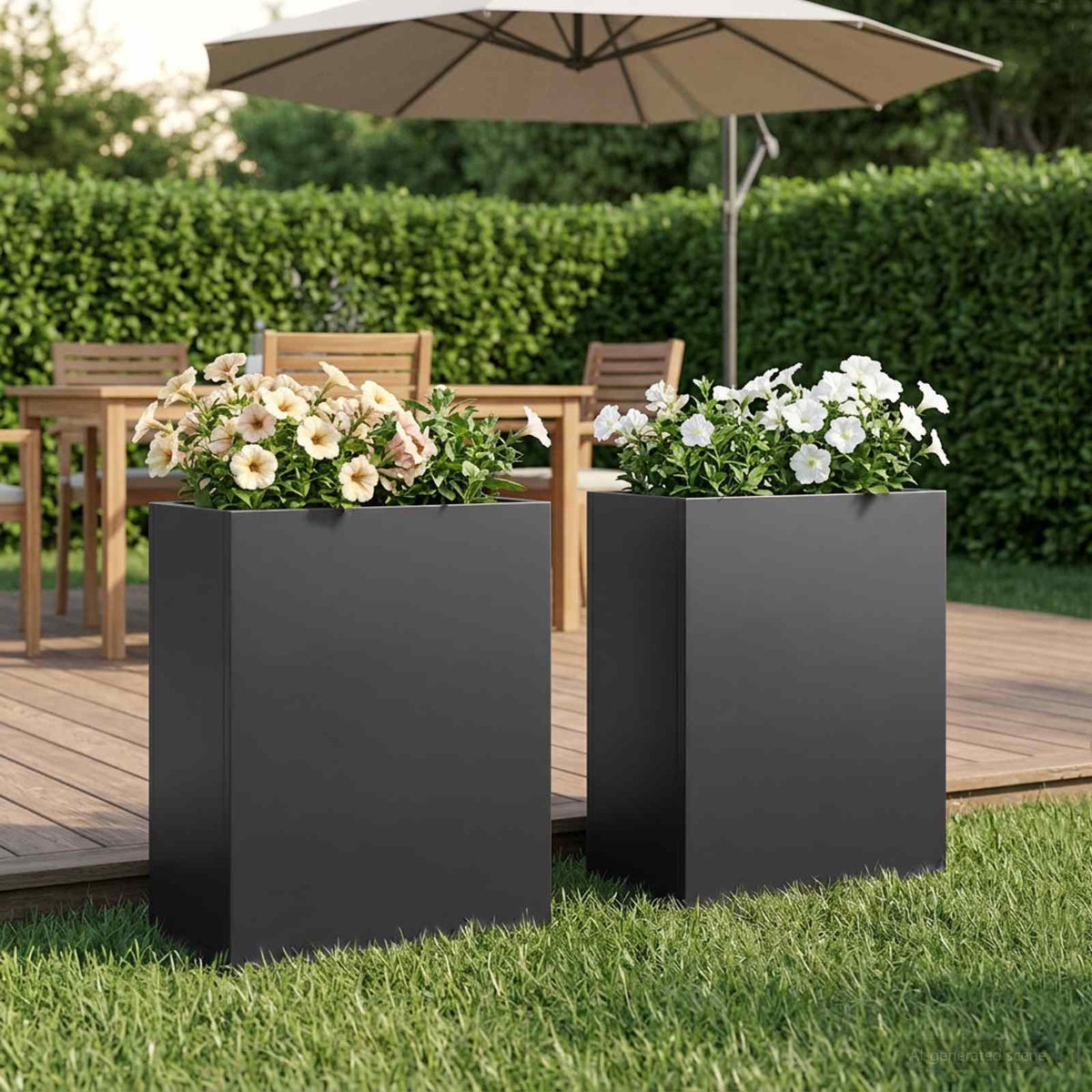 Garden Planter Cold-rolled Steel 2 pcs Black Depth 20 cm 40 cm 40 cm