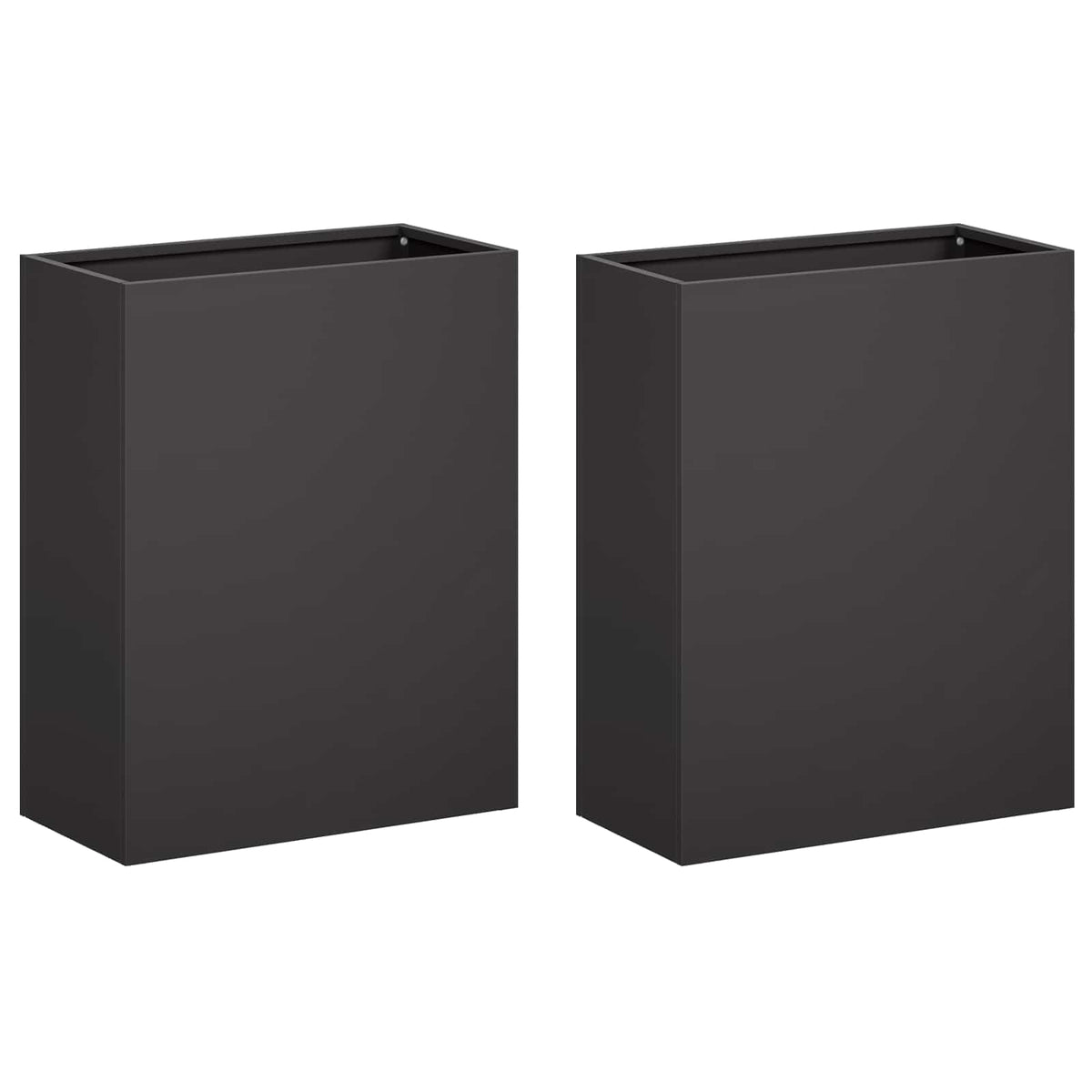 Garden Planter Cold-rolled Steel 2 pcs Black Depth 20 cm 40 cm 50 cm