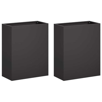 Garden Planter Cold-rolled Steel 2 pcs Black Depth 20 cm 40 cm 50 cm
