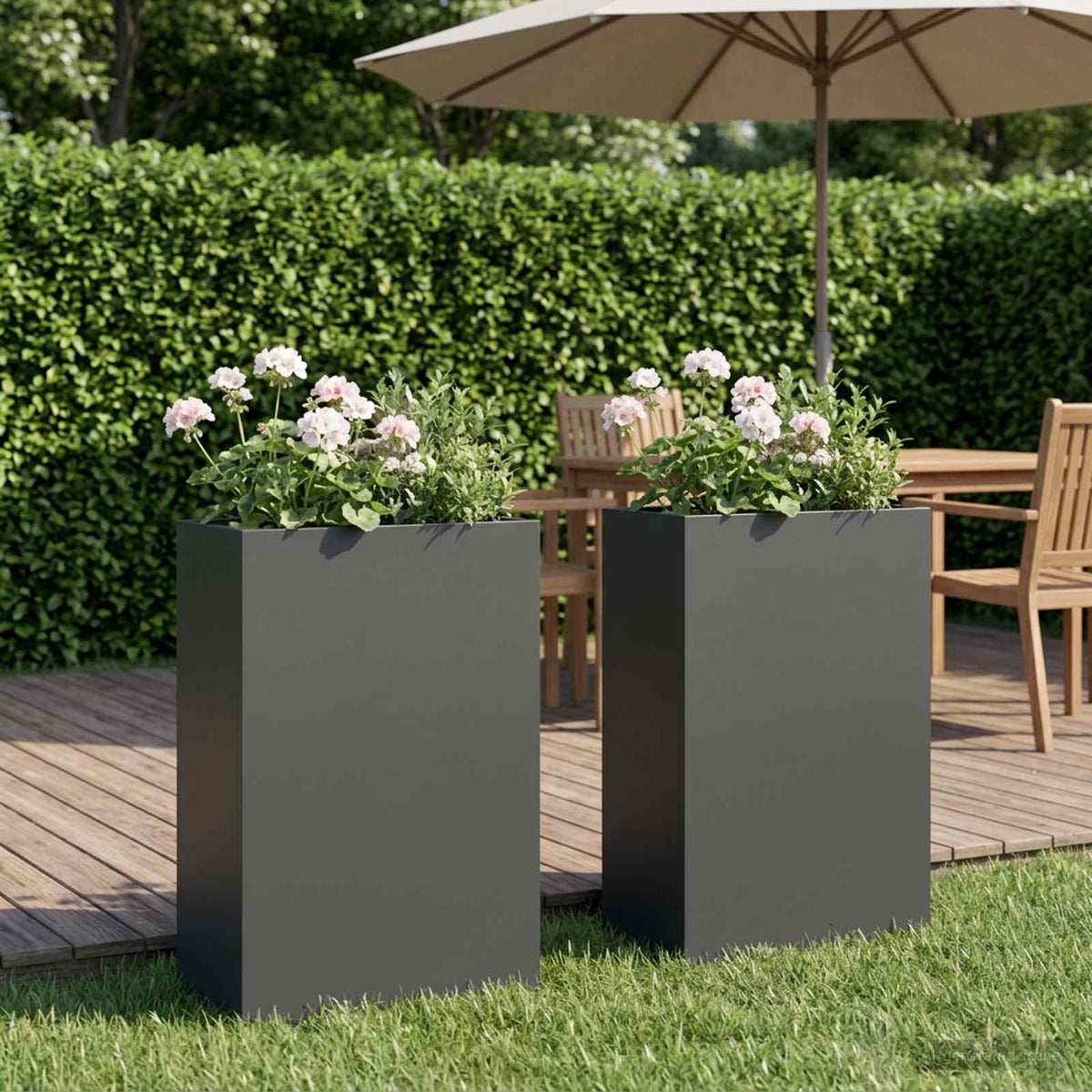Garden Planter 2 pcs Anthracite Depth 20 cm 40 cm 75 cm